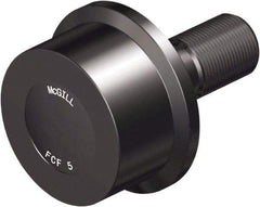 McGill - 1-1/2" Roller Diam x 1-3/16" Width, 5/8" Stud Diam x 1-1/2" Length, Flanged Load Roller - Steel, 3/4" Thread Length, 5/8-18 Thread, 2.69" OAL, 2,520 Lb Dynamic Cap, 1,370 Lb Static Cap - Exact Tool & Supply