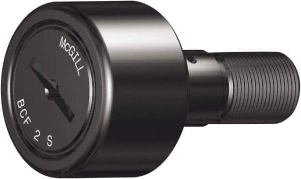 McGill - 2-1/4" Roller Diam x 1-1/4" Width, 7/8" Stud Diam x 2" Length, Sealed Self Lubricating Stud Cam Follower with Nonmetallic Bushing - Steel, 1" Thread Length, 7/8-14 Thread, 3.28" OAL - Exact Tool & Supply