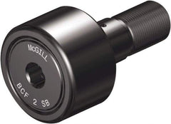 McGill - 1/2" Roller Diam x 3/8" Width, 3/16" Stud Diam x 5/8" Length, Sealed Self Lubricating Stud Cam Follower with Nonmetallic Bushing and Hex - Steel, 1/4" Thread Length, 10-32 Thread, 1.03" OAL - Exact Tool & Supply