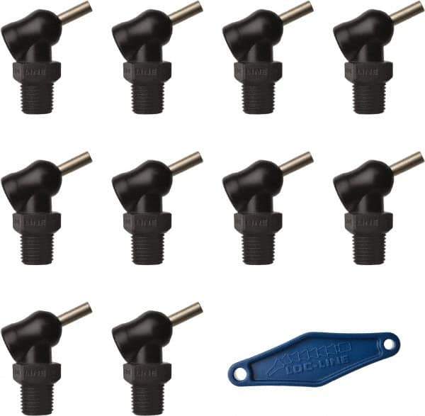 Loc-Line - 1/4" Hose Inside Diam x 5/32" Nozzle Diam, High-Pressure Coolant Hose Nozzle - NPT, for Use with Loc-Line Modular Hose System, 10 Pieces - Exact Tool & Supply