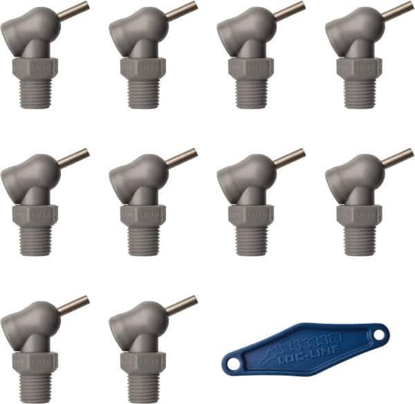 Loc-Line - 1/4" Hose Inside Diam, High-Pressure Coolant Hose Nozzle - NPT, for Use with Loc-Line Modular Hose System, 10 Pieces - Exact Tool & Supply