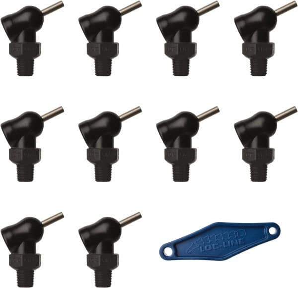 Loc-Line - 1/8" Hose Inside Diam, High-Pressure Coolant Hose Nozzle - NPT, for Use with Loc-Line Modular Hose System, 10 Pieces - Exact Tool & Supply