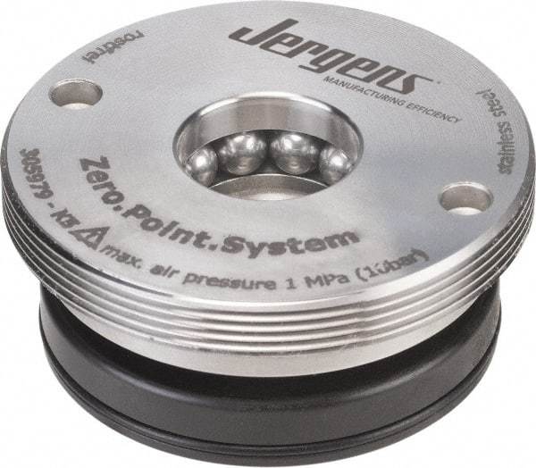 Jergens - ZPS Pneumatic CNC Quick Change Clamping Module - 1 Module Center, M10 Top Mount, 6,000 kN Retention Force, 6 bar (87 Lb/Sq In) Unlocking Pressure, 0.02mm Repeatability - Exact Tool & Supply