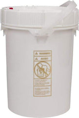Made in USA - 5 Gal, High-Density Polyethylene Round White Single Pail - Handle & Lid Included - Exact Tool & Supply