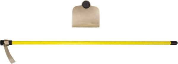 Ampco - 6-1/2" High x 7-3/4" Wide Square Aluminum Bronze Hoe - 55" Long Fiberglass Straight Handle, No Step - Exact Tool & Supply