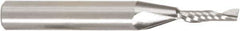 Amana Tool - 1/8" Cutting Diam x 1/2" Length of Cut, 1 Flute, Upcut Spiral Router Bit - Uncoated, Right Hand Cut, Solid Carbide, 2" OAL x 1/8" Shank Diam, 30° Helix Angle - Exact Tool & Supply