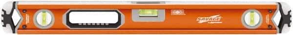SAVAGE by SWANSON - 24" Long 3 Vial Box Beam Level - Aluminum, Orange - Exact Tool & Supply