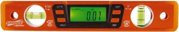 SAVAGE by SWANSON - Magnetic 9" Long 2 Vial Torpedo Level - Aluminum, Orange - Exact Tool & Supply