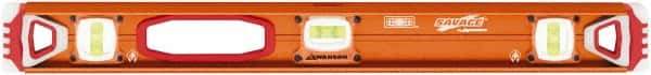 SAVAGE by SWANSON - Magnetic 24" Long 3 Vial I-Beam Level - Aluminum, Orange - Exact Tool & Supply