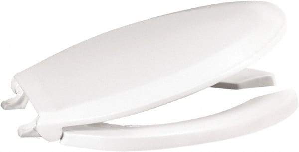 CENTOCO - 18.9 Inch Long, 2 Inch Inside Width, Polypropylene, Elongated, Open Front with Cover, Toilet Seat - 14 Inch Outside Width, Residential, Commercial, Health Care, Industrial, Institutional Installation, White - Exact Tool & Supply