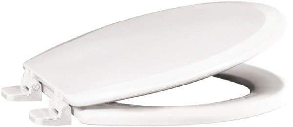 CENTOCO - 18.9 Inch Long, 2 Inch Inside Width, Polypropylene and Wood Plastic Composite, Elongated, Closed Front with Cover, Toilet Seat - 14 Inch Outside Width, Residential Installation, White - Exact Tool & Supply
