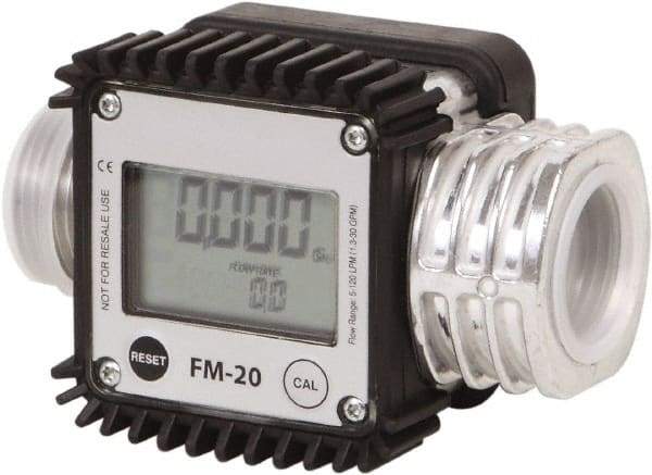 PRO-LUBE - 1" NPT Port Electronic Digital Flowmeter & Totalizer - 300 Max psi, 1.3 to 32 GPM, Aluminum - Exact Tool & Supply
