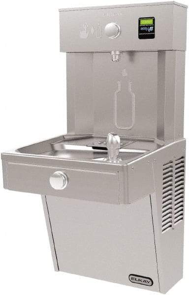 ELKAY - 8 GPH Cooling Capacity Barrier Free Wall Mounted Water Cooler & Fountain - Bottle Filling, 20 to 105 psi, 0.20 hp, Stainless Steel - Exact Tool & Supply