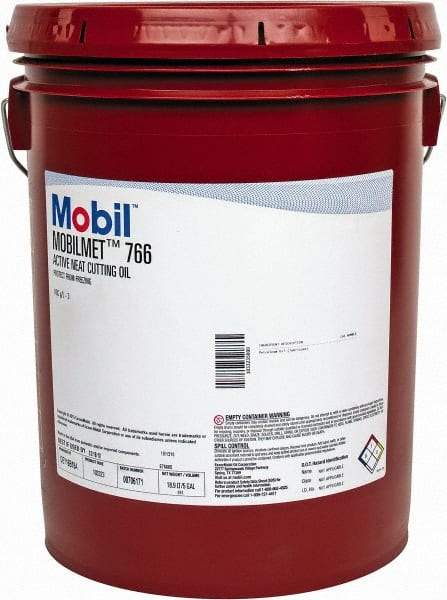 Mobil - Mobilmet 766, 5 Gal Pail Cutting Fluid - Straight Oil, For Automatic Lathe Operations, Broaching, Gear Shaving, Milling, Parting-Off, Planing, Shaping, Tapping, Threading - Exact Tool & Supply