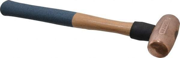 American Hammer - 3 Lb Nonsparking Copper Head Hammer - 15" OAL, 4" Head Length, 1-1/2" Face Diam, 15" Hickory Handle - Exact Tool & Supply