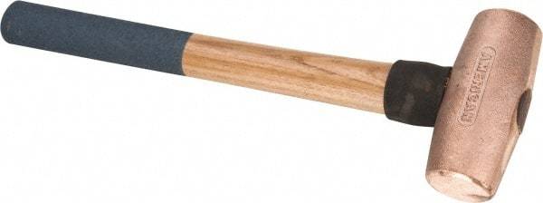 American Hammer - 5 Lb Nonsparking Copper Head Hammer - 16" OAL, 5" Head Length, 1-3/4" Face Diam, 16" Hickory Handle - Exact Tool & Supply
