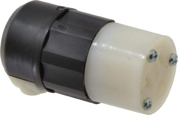 Leviton - 125 VAC, 20 Amp, 5-20R NEMA, Straight, Self Grounding, Industrial Grade Connector - 2 Pole, 3 Wire, 1 Phase, Nylon, Black, White - Exact Tool & Supply