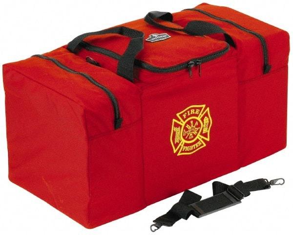 Ergodyne - 2 Pocket, 6750 Cubic Inch, 1000D Nylon Empty Gear Bag - 14 Inch Wide x 15 Inch Deep x 15 Inch High, Red, Fire and Rescue Logo, Model No. 5060 - Exact Tool & Supply