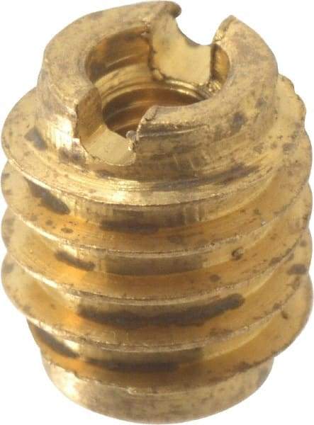 E-Z LOK - M3x0.5, Brass Knife Insert - 1/4" Drill, 1/4" Hole Diam, 3/8" Long, 1/2" Min Grip, M3 Hex - Exact Tool & Supply