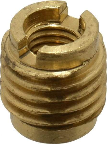 E-Z LOK - 1/4-28, Brass Knife Insert - 3/8" Drill, 3/8" Hole Diam, 1/2" Long, 0.6" Min Grip - Exact Tool & Supply