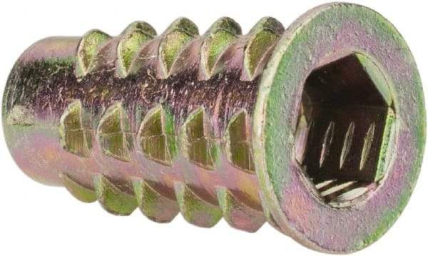 E-Z LOK - 1/4-20, Zinc Alloy Flanged Hex Drive Insert - 23/64" Drill, 0.3543" Hole Diam, 0.7874" Long, M6 Hex - Exact Tool & Supply