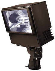 Cooper Lighting - 1 Head, 120/208/240/277 Volt, 250 Watt, Pulse Start Metal Halide Floodlight Fixture - Slipfitter Mounted, 15" Long x 7" Wide x 19" High, Aluminum Housing - Exact Tool & Supply