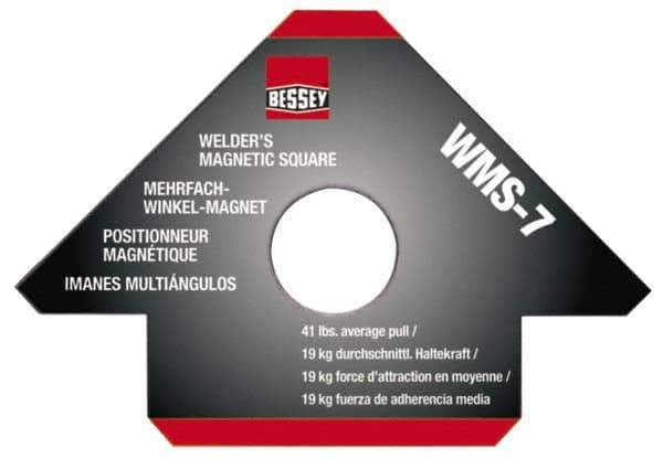Bessey - 4-3/4" Wide x 9/16" Deep x 3-1/4" High Magnetic Welding & Fabrication Square - 41 Lb Average Pull Force - Exact Tool & Supply