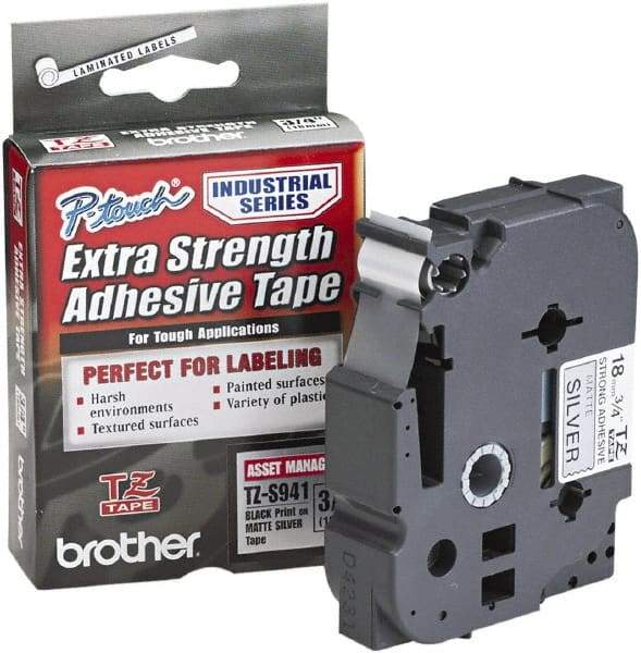 Brother - 3/4" Wide, Silver Tape Cassette - For Label Maker - Exact Tool & Supply