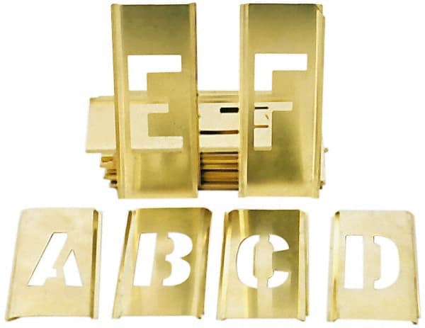 Ability One - Brass Stencils; Character Size: 5 (Inch); Number of Pieces: 45 - Exact Tool & Supply