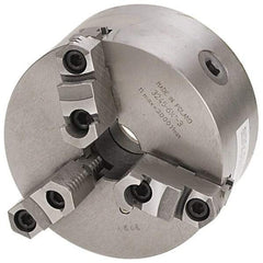 Bison - 3 Jaws, 16" Diam, Self Centering Manual Lathe Chuck - D1-11 Mount Spindle, Reversible, 2,000 Max RPM, 5.3543" Through Hole Diam, 0.0012" Axial Runout, 0.0024" Radial Runout, Forged Steel - Exact Tool & Supply