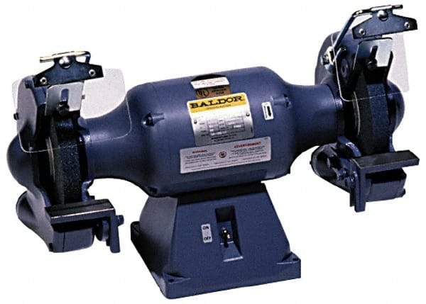 Baldor - 8" Wheel Diam x 1" Wheel Width, 3/4 hp Grinder - 3/4" Arbor Hole Diam, 3 Phase, 3,600 Max RPM, 208/230/460 Volts - Exact Tool & Supply