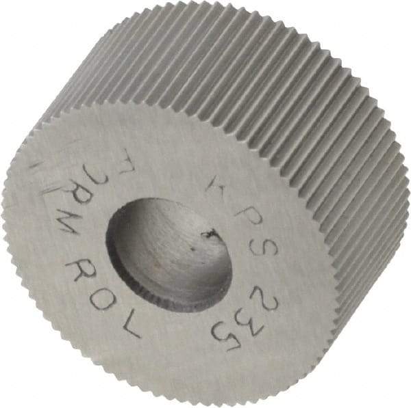 Value Collection - 3/4" Diam, 90° Tooth Angle, 35 TPI, Standard (Shape), Form Type High Speed Steel Straight Knurl Wheel - 3/8" Face Width, 1/4" Hole, Circular Pitch, Bright Finish, Series KP - Exact Tool & Supply