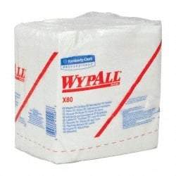 WypAll - X80 1/4 Fold Shop Towel/Industrial Wipes - Poly Pack, 12-1/2" x 12-1/2" Sheet Size, White - Exact Tool & Supply