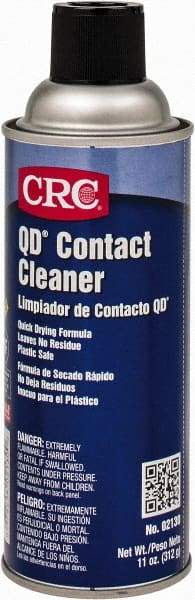 CRC - 11 Ounce Aerosol Contact Cleaner - 0°F Flash Point, 22,600 Volt Dielectric Strength, Flammable, Food Grade, Plastic Safe - Exact Tool & Supply