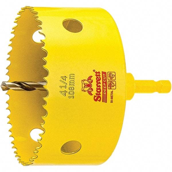 Starrett - 4-1/4" Diam, 2" Cutting Depth, Hole Saw - High Speed Steel Saw, Toothed Edge - Exact Tool & Supply