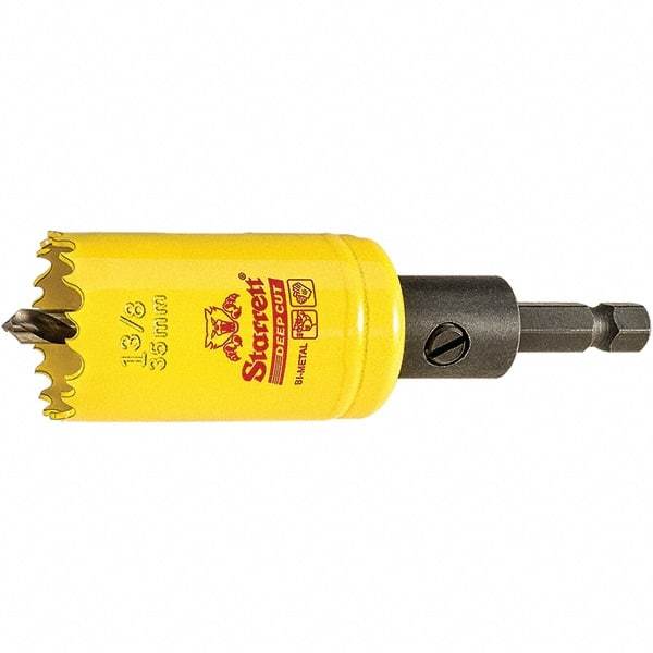 Starrett - 1-3/8" Diam, 2" Cutting Depth, Hole Saw - High Speed Steel Saw, Toothed Edge - Exact Tool & Supply
