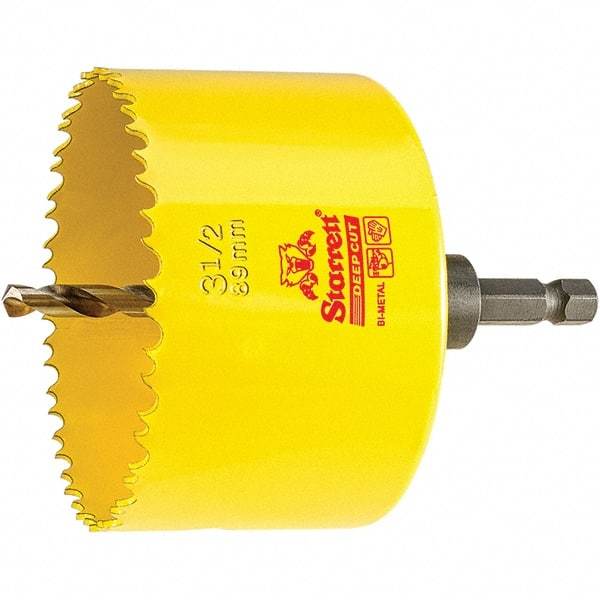 Starrett - 3-1/2" Diam, 2" Cutting Depth, Hole Saw - High Speed Steel Saw, Toothed Edge - Exact Tool & Supply