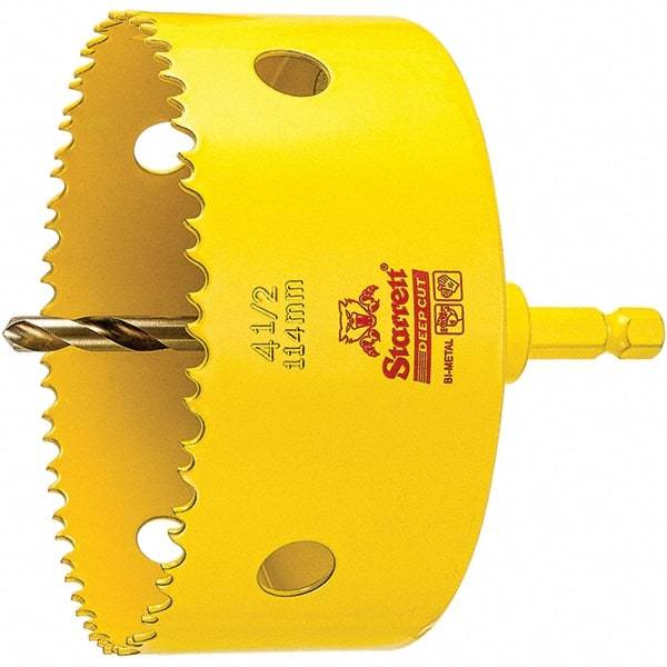 Starrett - 4-1/2" Diam, 2" Cutting Depth, Hole Saw - High Speed Steel Saw, Toothed Edge - Exact Tool & Supply