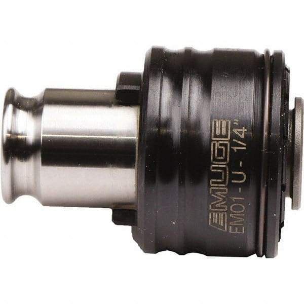 Emuge - 0.1772" Tap Shank Diam, 0.1339" Tap Square Size, #1 Tapping Adapter - 63/64" Projection, 0.9055" Tap Depth, 1.8504" OAL, 3/4" Shank OD, Through Coolant, Series EM01-U - Exact Tool & Supply