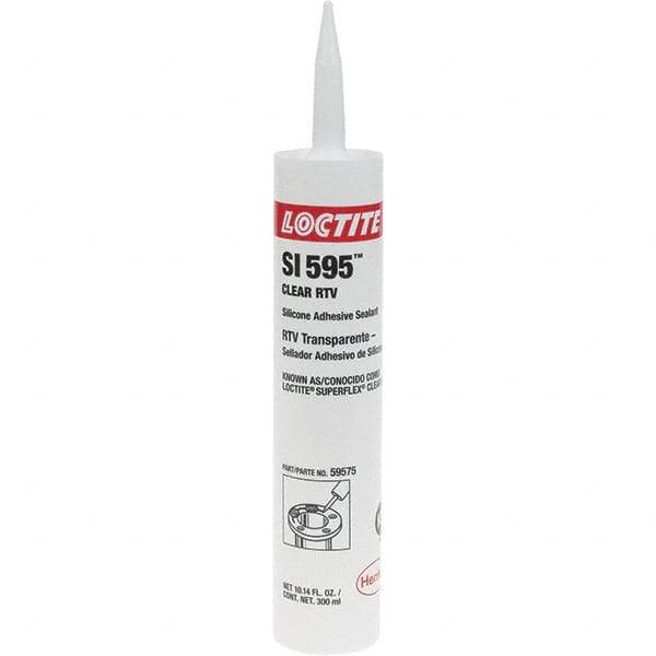 Loctite - 300 mL Cartridge Clear RTV Silicone Joint Sealant - -65 to 450°F Operating Temp, 30 min Tack Free Dry Time, 24 hr Full Cure Time - Exact Tool & Supply