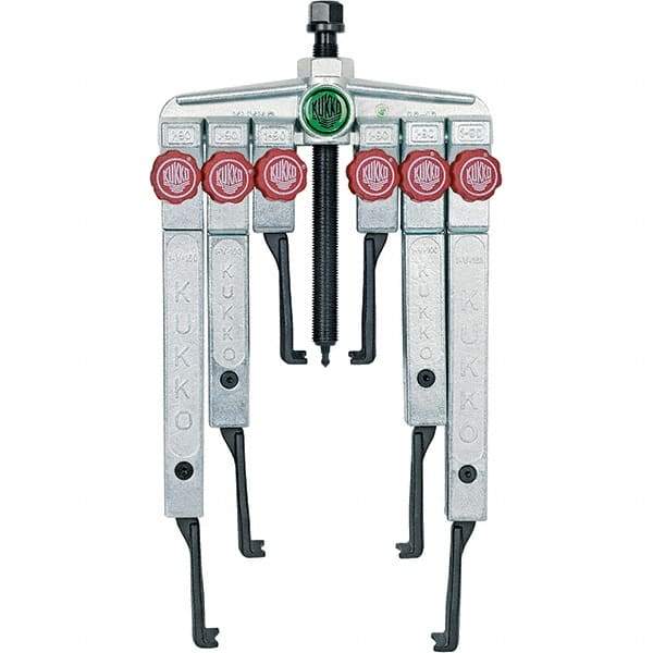 KUKKO - 8 Piece, 5 Ton Capacity, 1-1/2 to 4-3/4" Spread, Multi-Purpose Puller Set - 1 Bolt, 6 Jaws, 9-7/8" Reach - Exact Tool & Supply