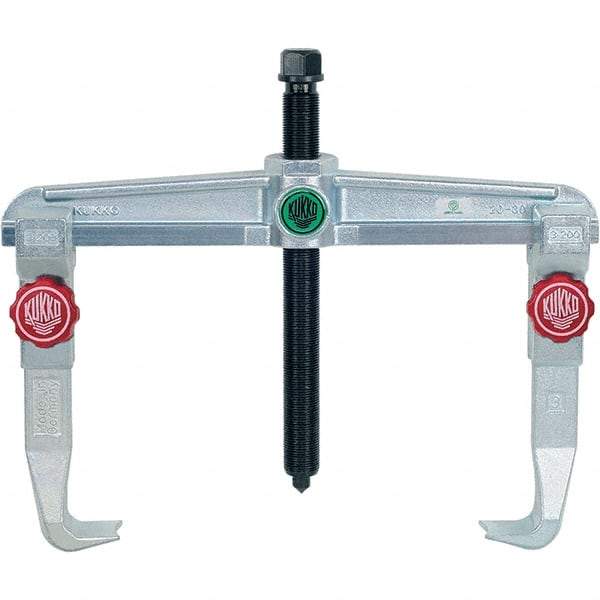 KUKKO - 2 Jaw, 1-1/2" to 13-3/4" Spread, 9 Ton Capacity, Reversible Puller - 7-7/8" Reach, For Bearings, Gears, Discs, Bushings, Seals - Exact Tool & Supply