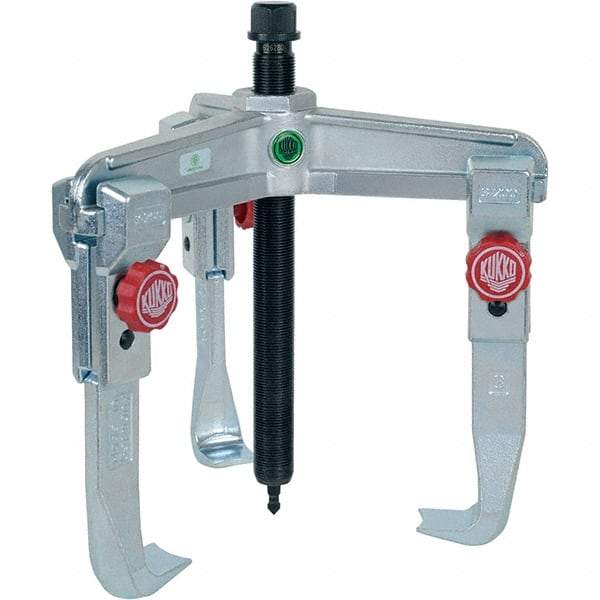 KUKKO - 3 Jaw, 1-1/2" to 9-7/8" Spread, 11 Ton Capacity, Reversible Puller - 7-7/8" Reach, For Bearings, Gears, Discs, Bushings, Seals - Exact Tool & Supply