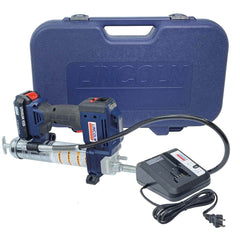 Lincoln - Grease Guns; Type: Battery-Operated Grease Gun ; Capacity (oz.): 14.50 ; Hose Length (Inch): 36 ; Rigid or Flexible Hose: Flexible ; Fill Type: Cartridge ; Continuous Flow Rate (oz./min): 3.50 - Exact Tool & Supply