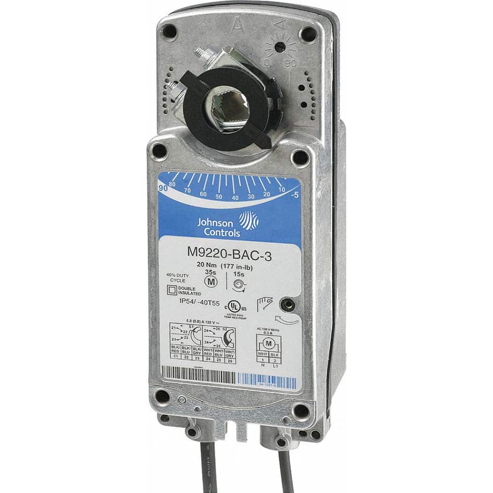 Johnson Controls - Automatic Vent Dampers; Type: Self-Centering Clamping Shaft ; Minimum Temperature (F): -40.000 ; Maximum Temperature (F): 131.000 ; Voltage: 24VAC - Exact Tool & Supply