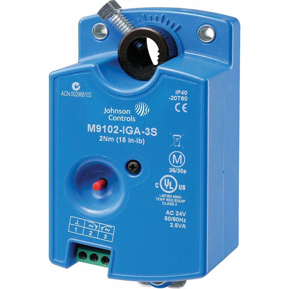 Johnson Controls - Automatic Vent Dampers; Type: Self-Centering Clamping Shaft ; Minimum Temperature (F): -4.000 ; Maximum Temperature (F): 125.000 ; Voltage: 24VAC - Exact Tool & Supply