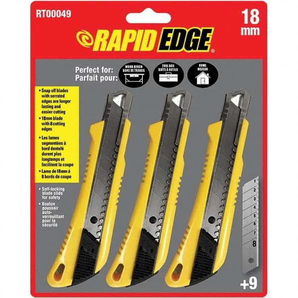 Rapid Edge - Utility Knives, Snap Blades & Box Cutters Type: Snap Knife Blade Type: Snap - Exact Tool & Supply