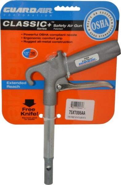 Guardair - 120 Max psi Pistol Grip Blow Gun - 1/4 NPT, 6" Tube Length, Aluminum - Exact Tool & Supply