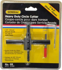 General - 1 to 6" Cutting Diam, Circle Cutter Tool - Straight Shank, 3/8" Shank Diam - Exact Tool & Supply