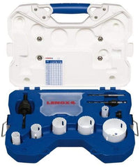 Lenox - 10 Piece, 3/4" to 2-1/4" Saw Diam, Plumber's Hole Saw Kit - Bi-Metal, Pilot Drill Model No. 4321, Includes 6 Hole Saws - Exact Tool & Supply